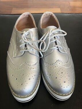 Women’s Silver Lace-Up Shoes